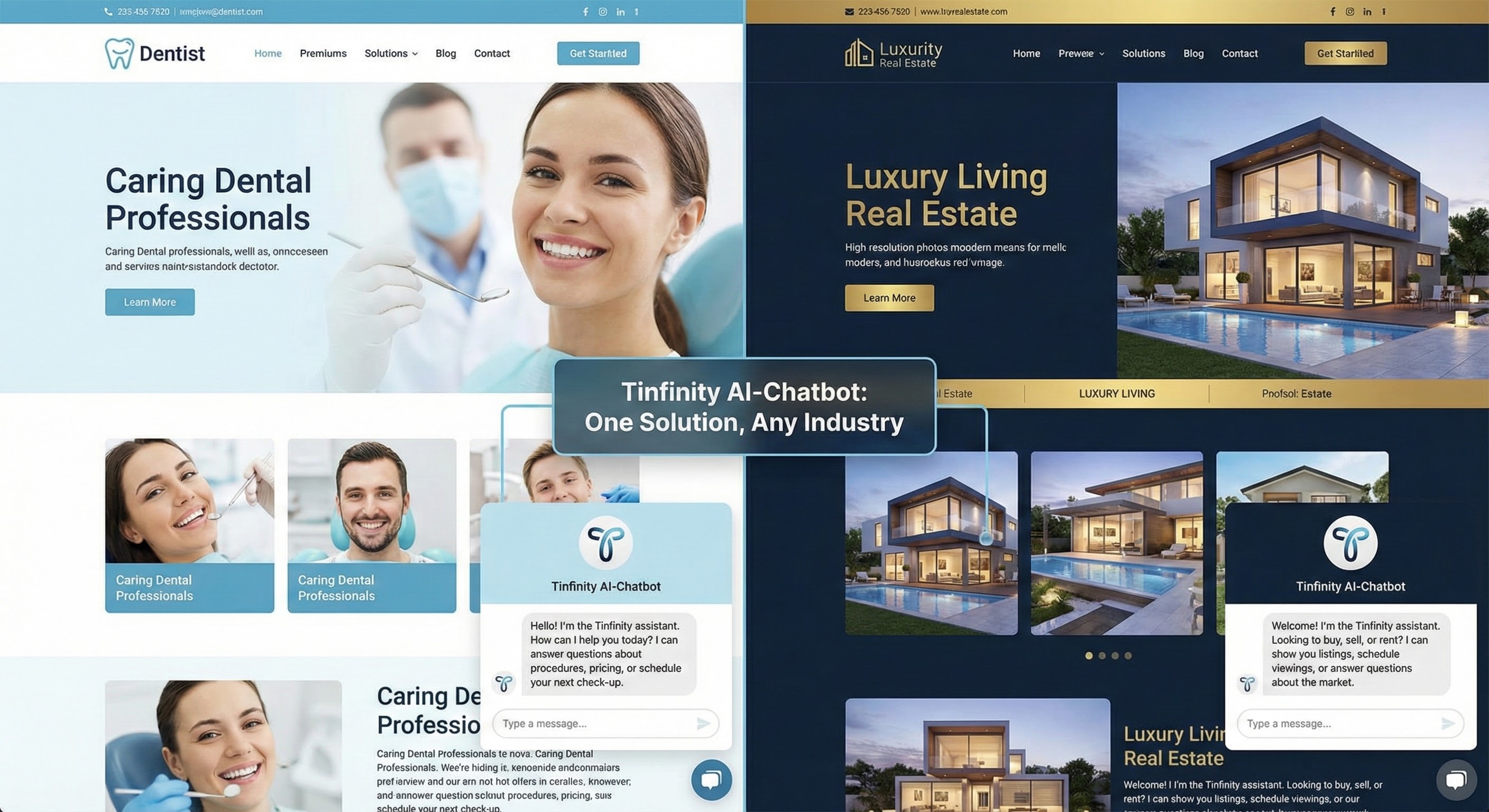 Dentist and Real Estate branded chatbot
